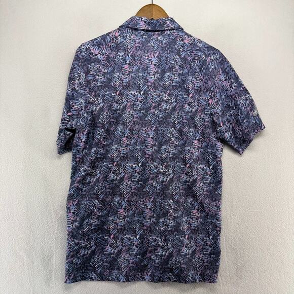 Callaway Polo Shirt Men's Small Blue Pink Geometric Swing Tech Crystal Mountain - Picture 8 of 11